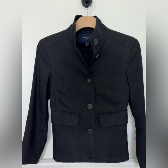 Burberry Jackets & Blazers - Burberry London Black Silk Cotton Weave Jacket • 4